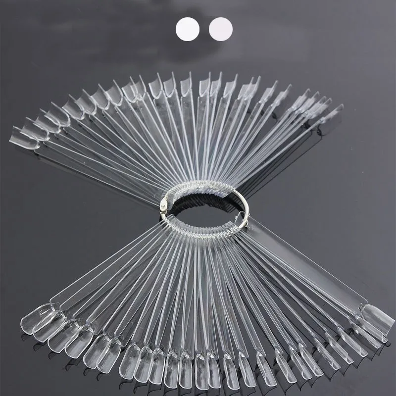 50pcs/pack Display Key Ring Nail Art Tips Pop Stick Fan Polish Practice Wheel Kit Nail Decor Tool