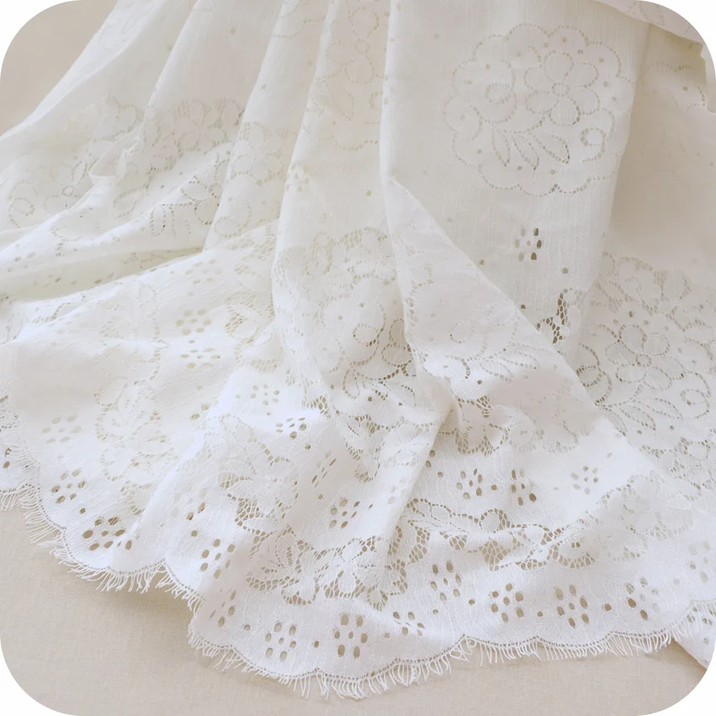 140cm*150CM each piece white lashes embroidery lace fabric,soft access skirt,fabrics for patchwork