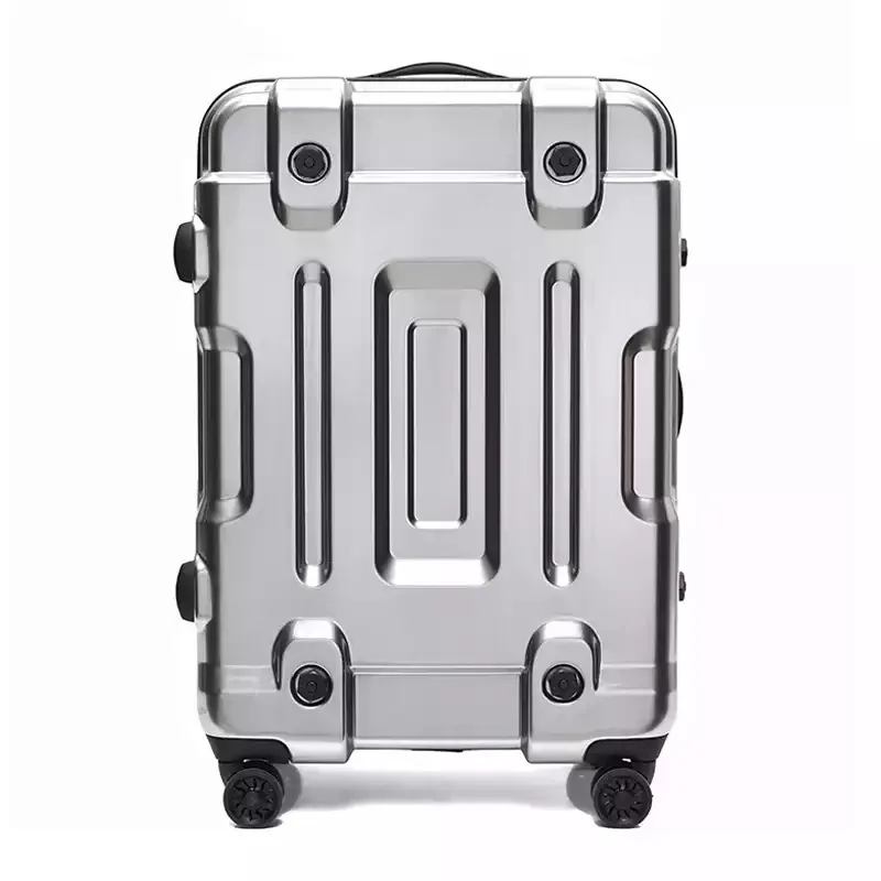 Valise de voyage à roulettes en métal pour hommes et femmes, bagage à roulettes miroir, boîte à mot de passe pour étudiants, bagage à la mode, 20 po, 24 po, 26 po, 29 po