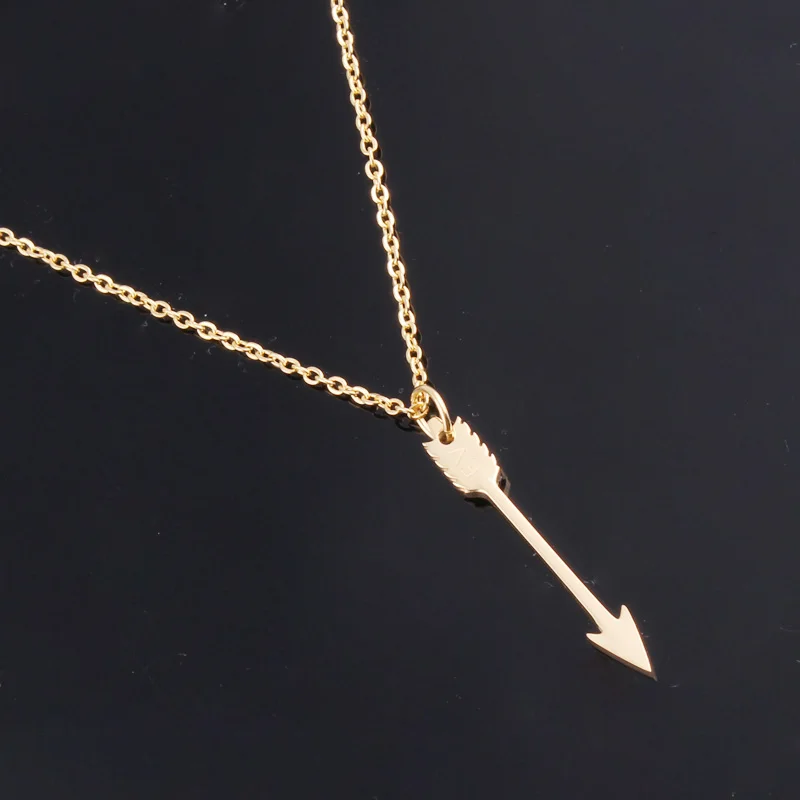 

Gold Color 20mm Feather Arrow Charm Necklace Pendant Colar Feminino Pingente Charms Necklaces & Pendants for Women Jewelry