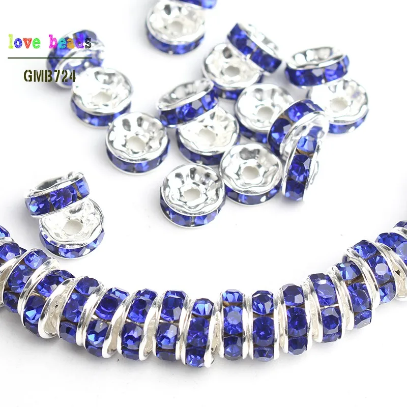 100 pz/lotto 4/6/8mm metallo cristallo strass Rondelle Slider perline distanziatore gioielli fai da te che fanno accessori Multi-colore Pick