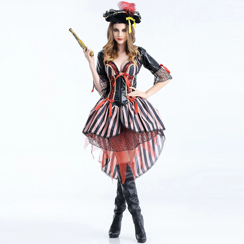 New Design Pirate Costume Women Adult Halloween Carnival Costumes Fantasia Fancy Dress Caribbean Pirates Costume Cosplay Outfits