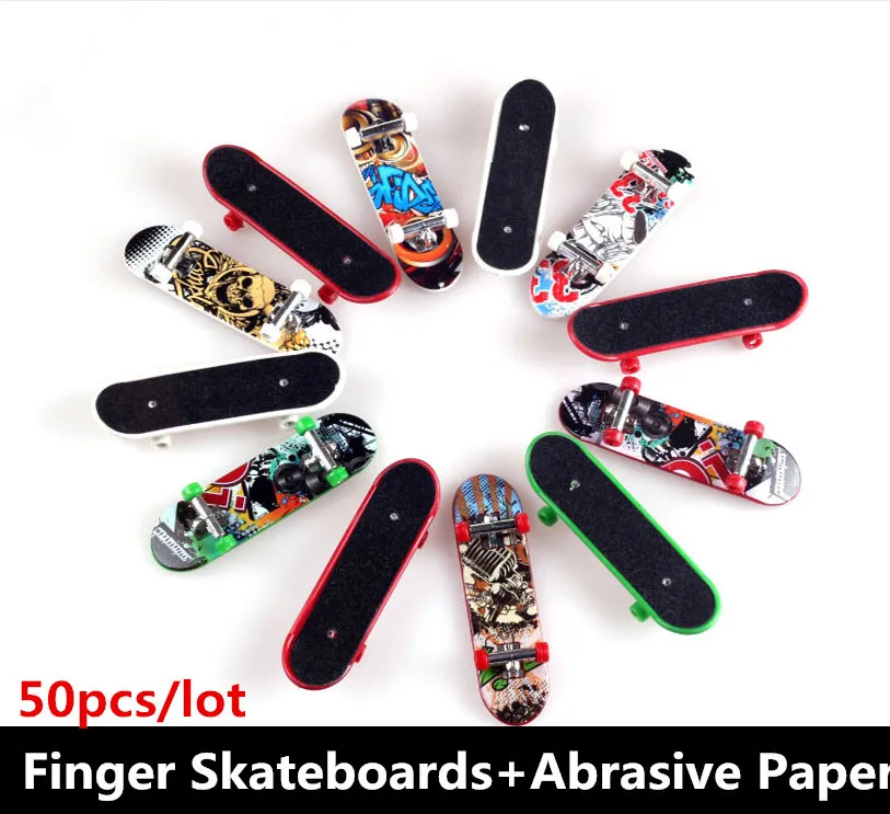 50 pieces/lot Toys&Hobbies Novelty Hip-Hop style Finger Skateboards Classic toys for children Finger scooter with Abrasive Paper