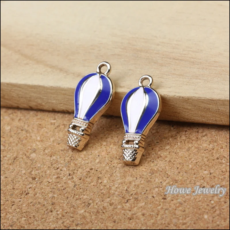 

45pcs High quality blue enamel retro hot air balloon gold plated charm fit for Necklaces & Pendants metal jewelry findings