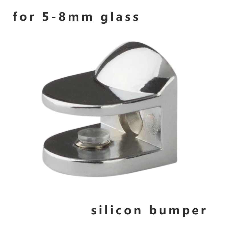 Zinc Alloy material Chrome color 5-8mm glass shelf support Heavy Duty glass holder with silicon bumper