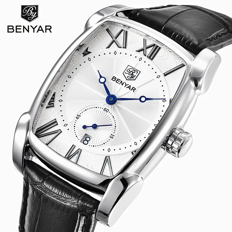 Benyar 2023 Luxury Brand Quartz Mens Watches Waterproof Military Leather Men Watches Clock Male Erkek Kol Saati Relogio