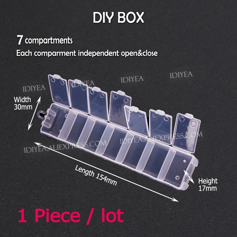 

DIY Box Storage 7 compartments for Nail Art Jewelry Accessory beads Crafts , portable Organizer container case