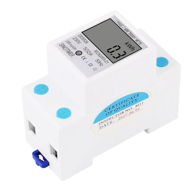 Home DIN Rail LCD Digital Display Power Consumption kWh Meter Single Phase Energy Meter Watt Wattmeter  230V AC 50Hz