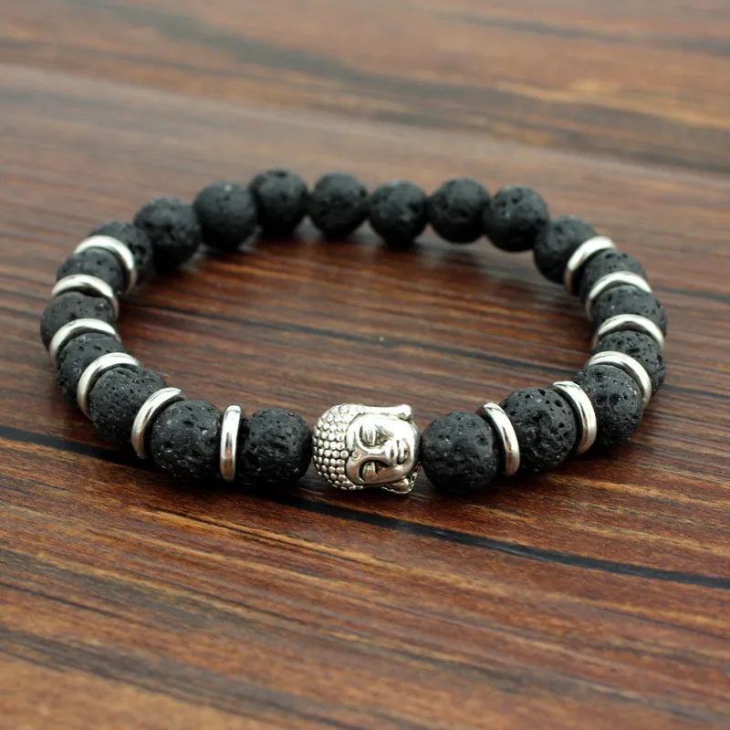 Hot sale Lava Stone Onyx Bead Buddha Bracelet Buddha Black Yoga bracelets Men Women Mujer Pulseras Fashion Jewelry