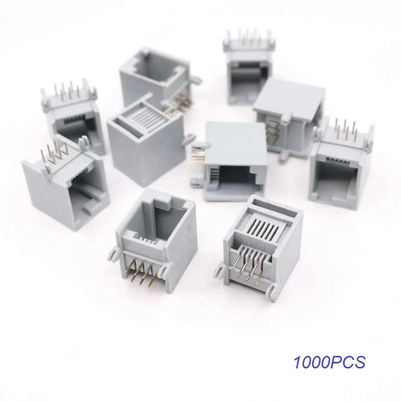 1000PCS RJ12 6P Right Buckle Connector Socket Female-plug DIY EV3 NXT Cable Accessories