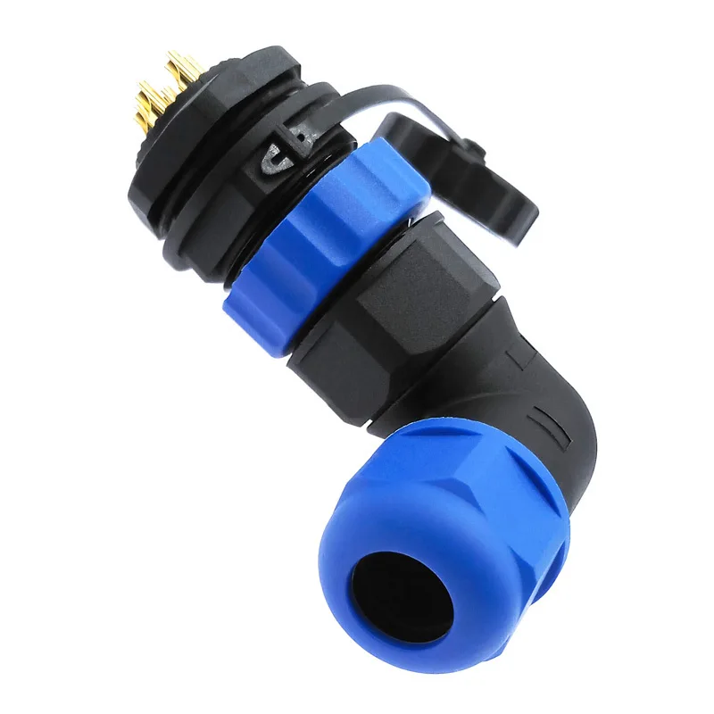 SP20 angle connectors waterproof connector 2/3/4/5/6/7/8/9/10/12/14Pin IP68 cable connector 90 degree elbow