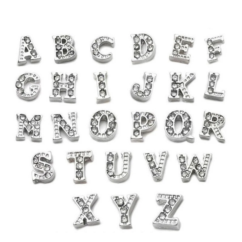 26PCS Fashion Crystal Alphabet Letter Floating Locket Charms #91011