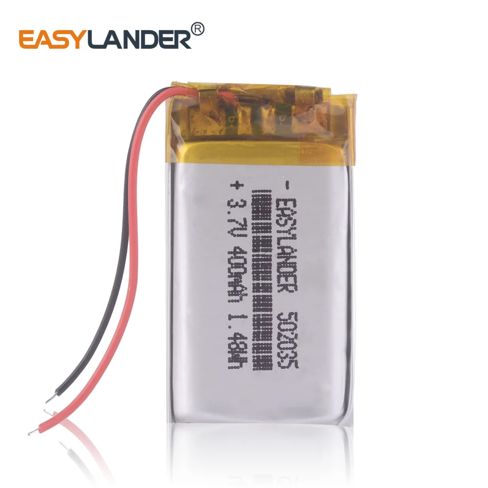 502035 3.7V 400mAh Rechargeable Lithium Li-ion Polymer Battery for mp3 toys DVR 502035PL Mini 0801 Ambarella A2S60