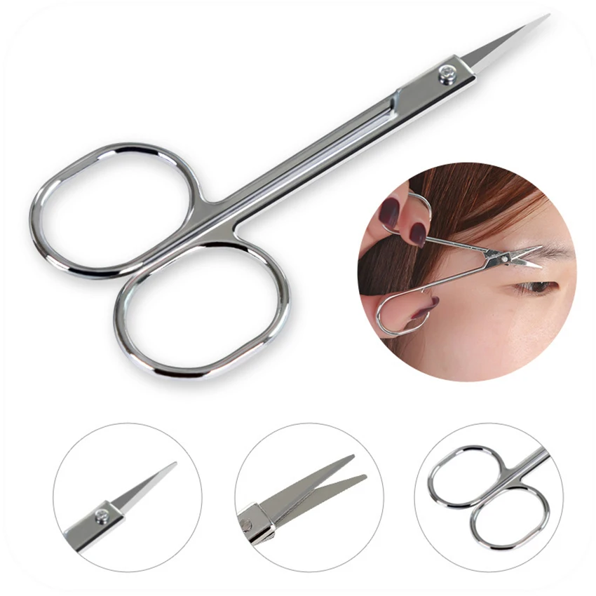 Gebogene Handwerk Schere für Augenbraue Wimpern Extensions Edelstahl Nase Haar & Bart Trimmen Schere für Männer und Frauen