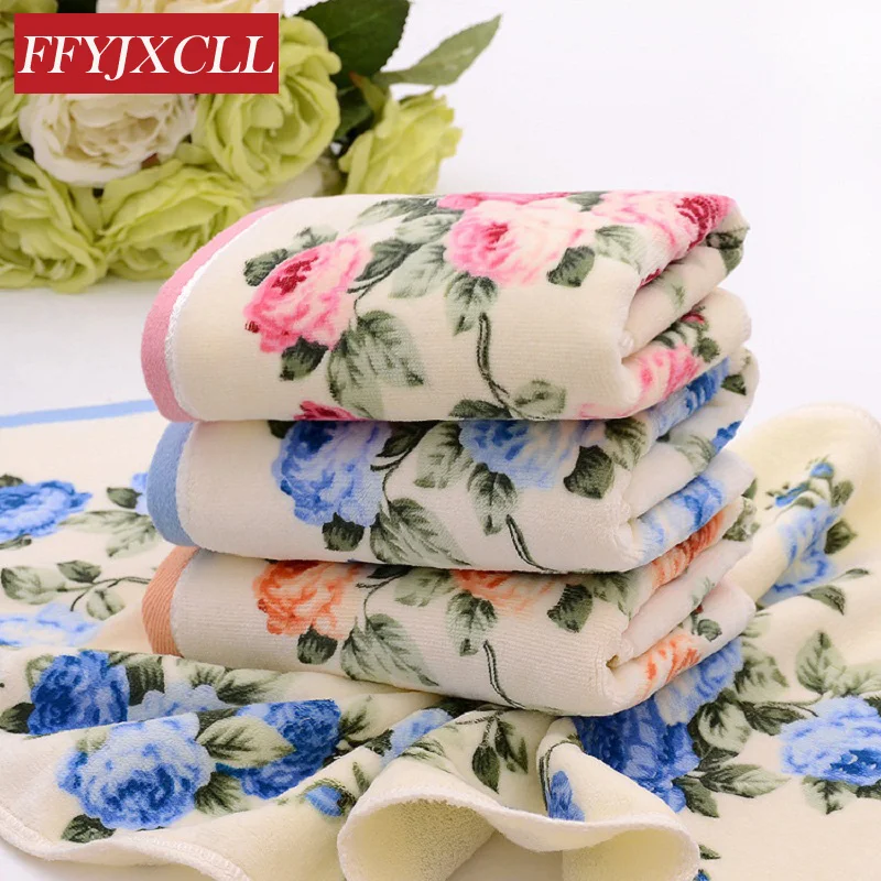 4pcs/lot 34*76cm 110g 100%cotton face Towel 3 color  Peony Floral Bath Towel Sports Towel Gym Camping Towel Fast Drying Cloth