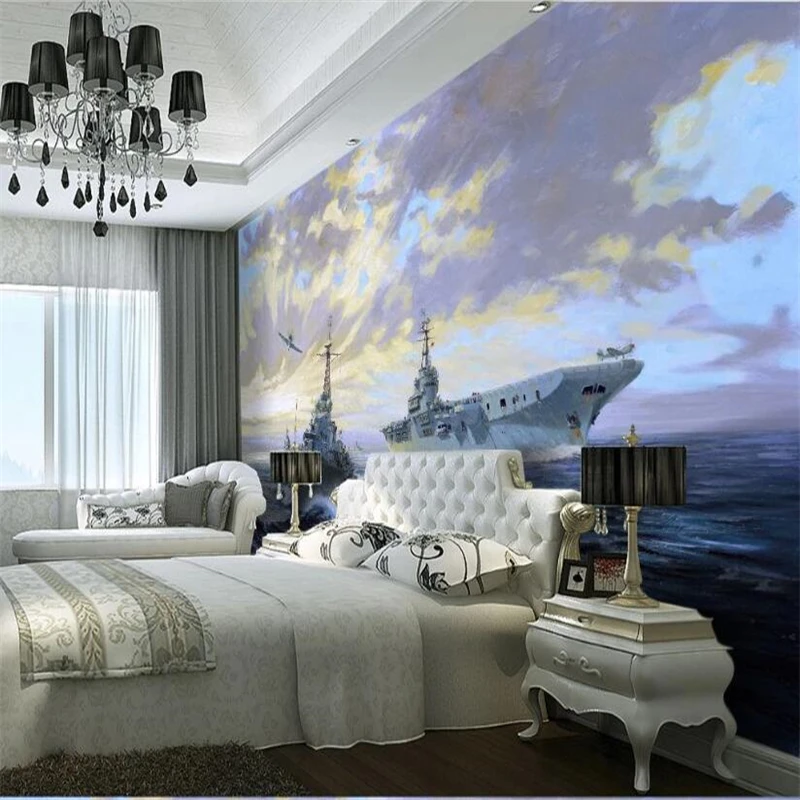 wellyu papel parede  Custom wallpaper Air carrier sailing oil painting mural background wall 3d wall papers home decor behang