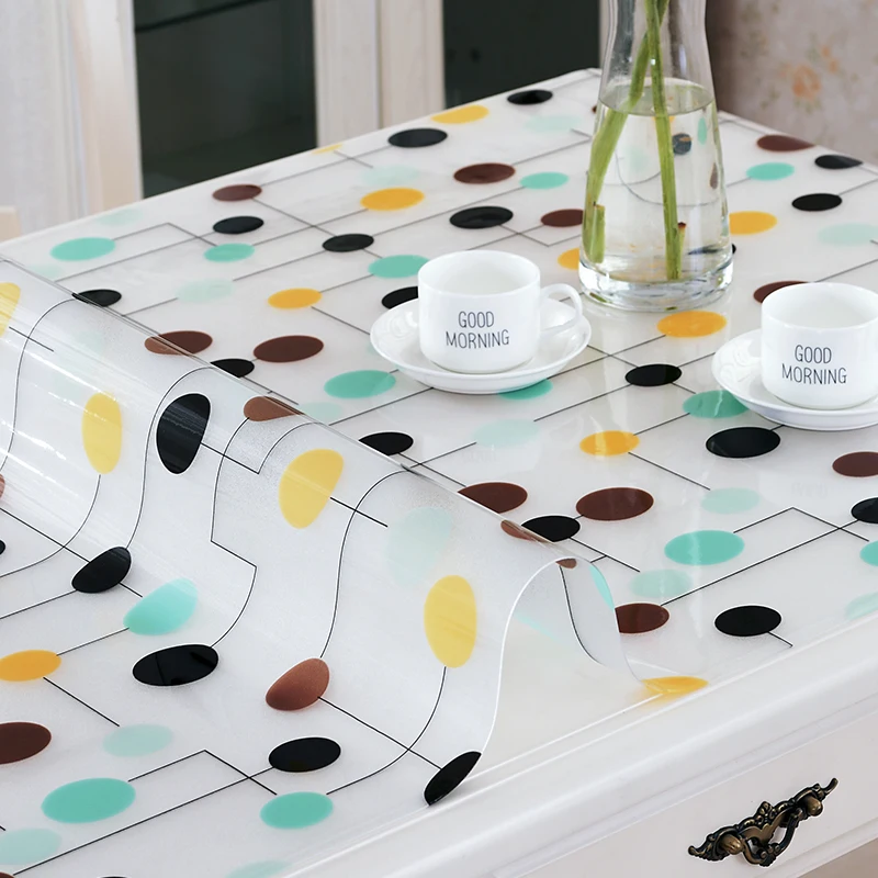 2019 new arrival 1.0mm thick plaid flower pattern pvc table cloth soft glass crystal board table covers protectors home textile