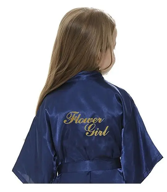 New solid girls stain silk robes flower girl kimono robes wedding brief bathrobes pajamas kids robe+belt nightdress hot sale