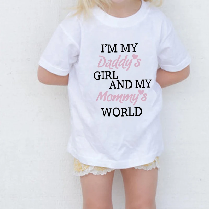 Fashion Baby Clothes Daddy's Girl Mommy's World Print Cotton Short Sleeve Children T-shirt Summer Casual Girls Tee Tops 1-10Y