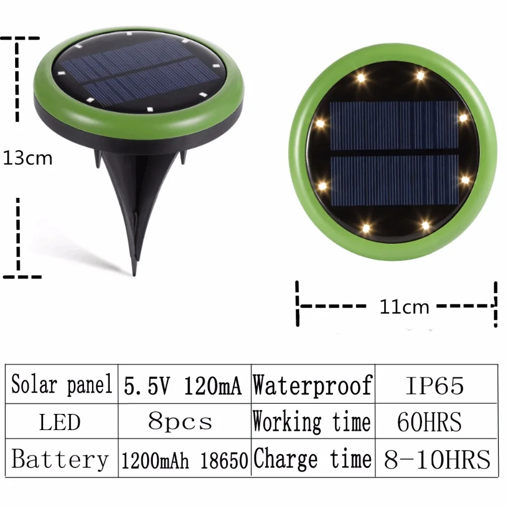 Solar Powered Ground Led Light with Supper Bright 8 Leds  Perfect for Garden Lawn Yard Walkway Pathway Driveway Roadway Street