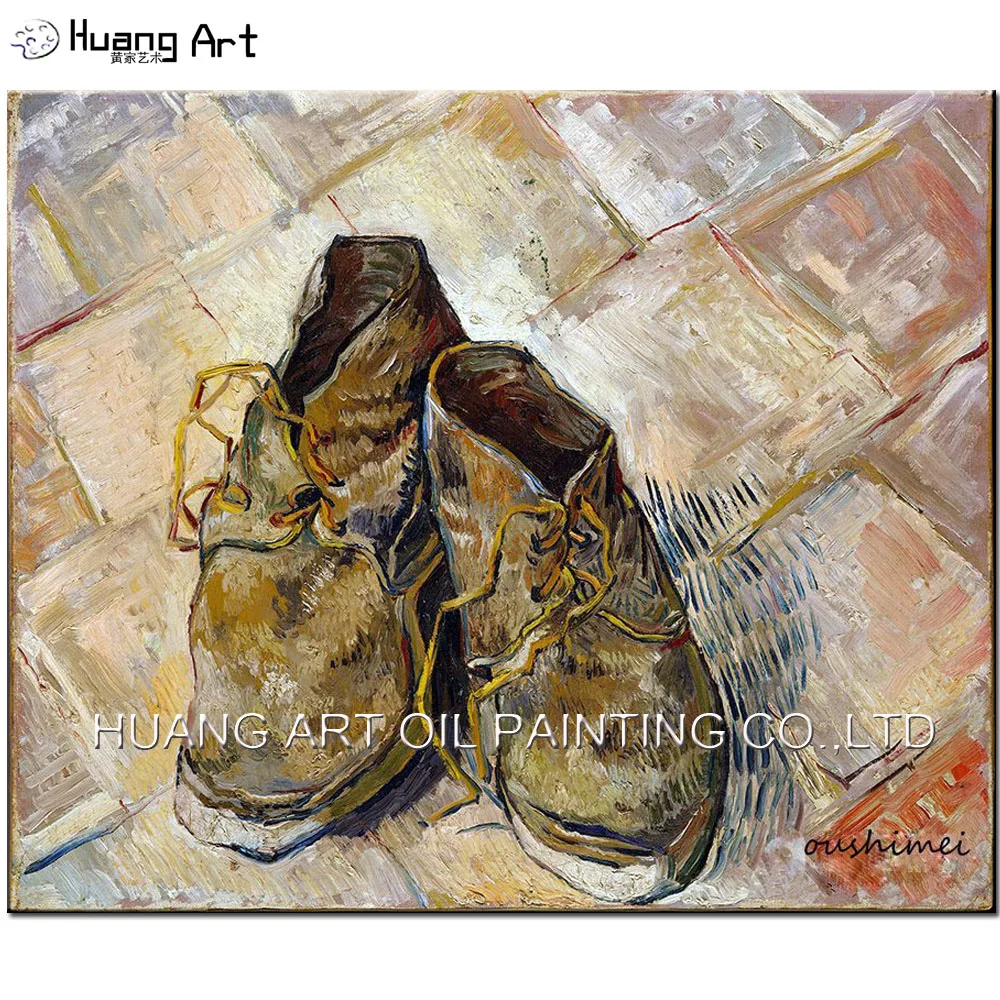 Hand Painted Reproduction of Van Gogh's A pair of Old Shoes by Skillful Painter Famous Still Life Panting for Living Room Decor