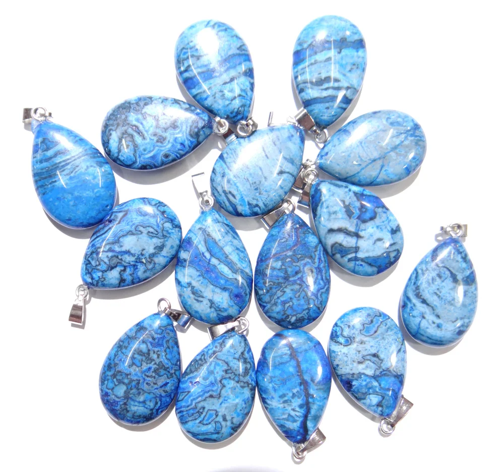 wholesale fashion natural stone Opal tiger eye Quartz Crystal lapis water drop pendant Charms fit Necklaces jewelry making 12PC