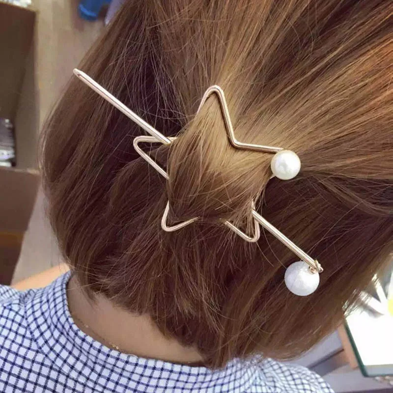 Fashion simple geometric metal love stars round hairpin insert comb hairpin hairpin hair comb hair accessories