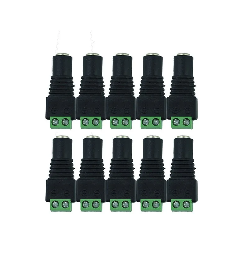 10pcs/lot 5.5x2.1mm CCTV camera Female DC Power Jack Plug Adapter For 5050 3528 5630 5730 Single Color LED Strip Light