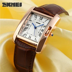 SKMEI-Montre rétro élégante pour femme, montre à quartz de luxe, montres-bracelets décontractées avec bracelet en cuir, mode féminine, marque