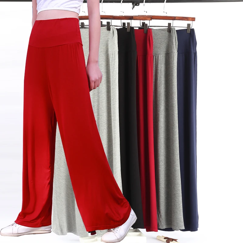 2023 spring summer new plus size modal wide leg pants casual female 100kg loose high waist home pants sleep bottoms pants soft