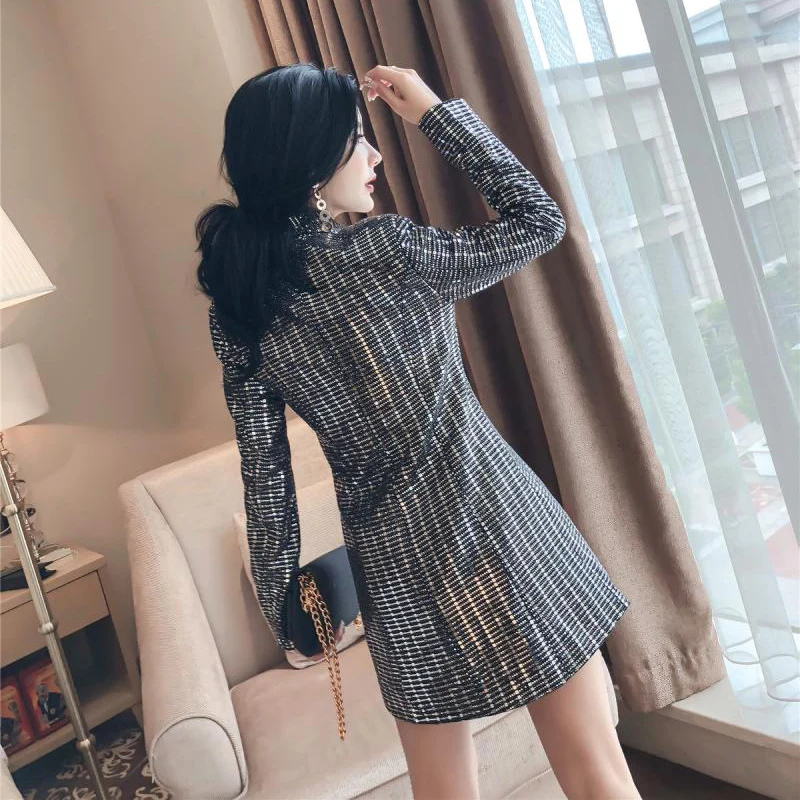 Female Sequins Suit Overalls, Long Section Slim Slimming Fashion, Small Suit Dress, Spring and Autumn, New, W307