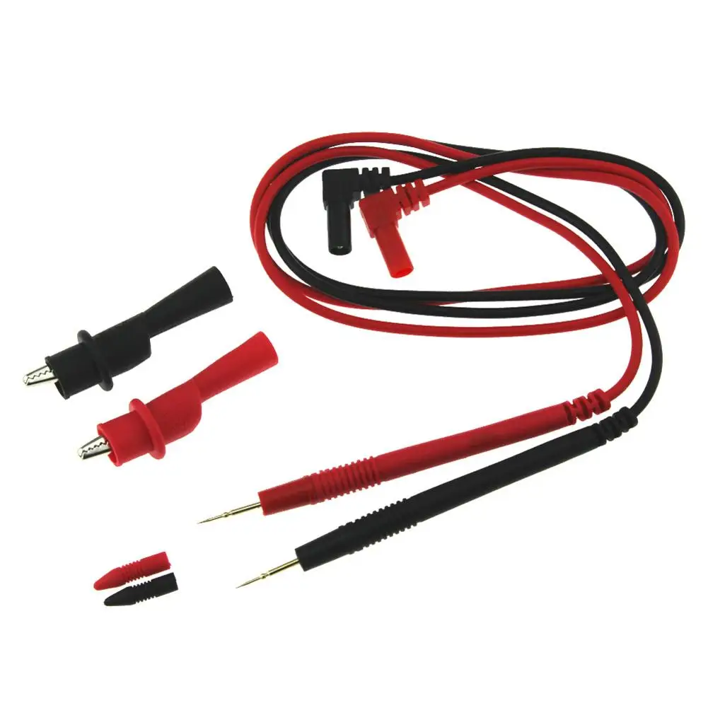 10A Red & Black Ultra-Pointed Multimeter Test Lead Probe Wire Pen Cable With Alligator Clip For IC Pins LED Small Compone J3