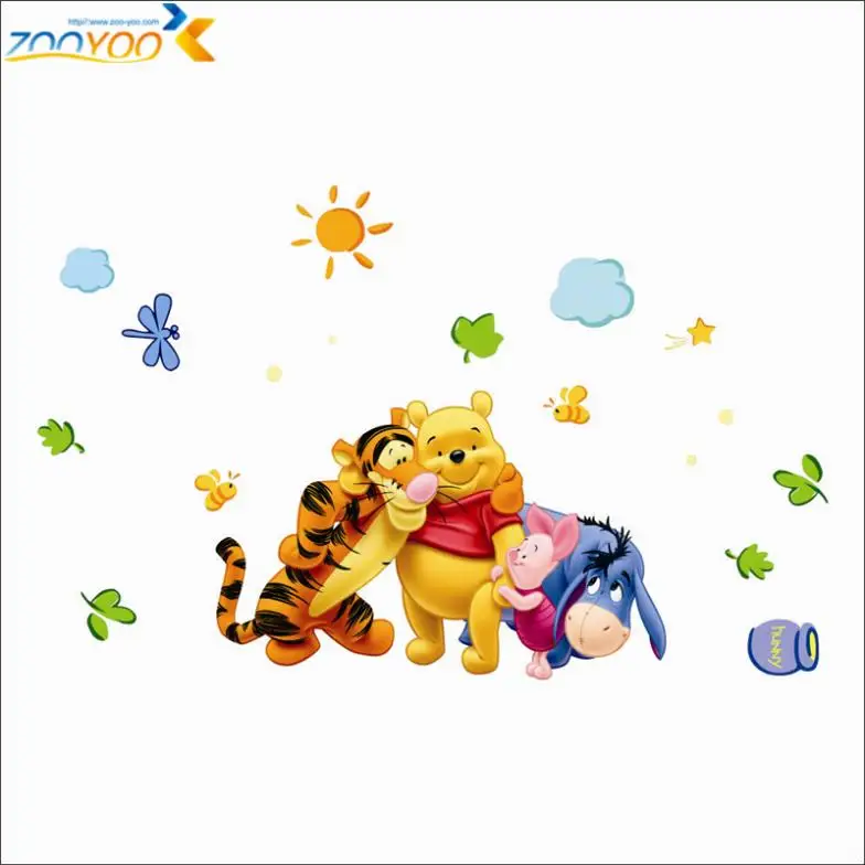 Winnie The Pooh With Friends Wall Stickers For Kids Room Home Decoration Cartoon Bear Pig Donkey Tiger animal Wall Mural Decal