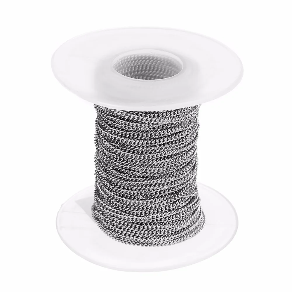 LOULEUR 10 yards/roll Silver Color Chains Necklace High Quality Stainless Steel Link Chains for Diy Necklace Jewely Making