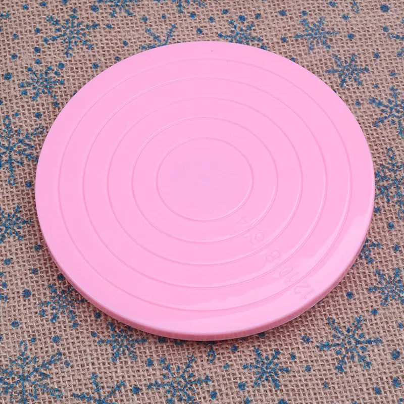 

1PC Plastic Cake Turntable Rotating 12Inch Pink Cakes Stand Cake Rotary Table Anti-skid Round Baking Tools Hight Quanlity