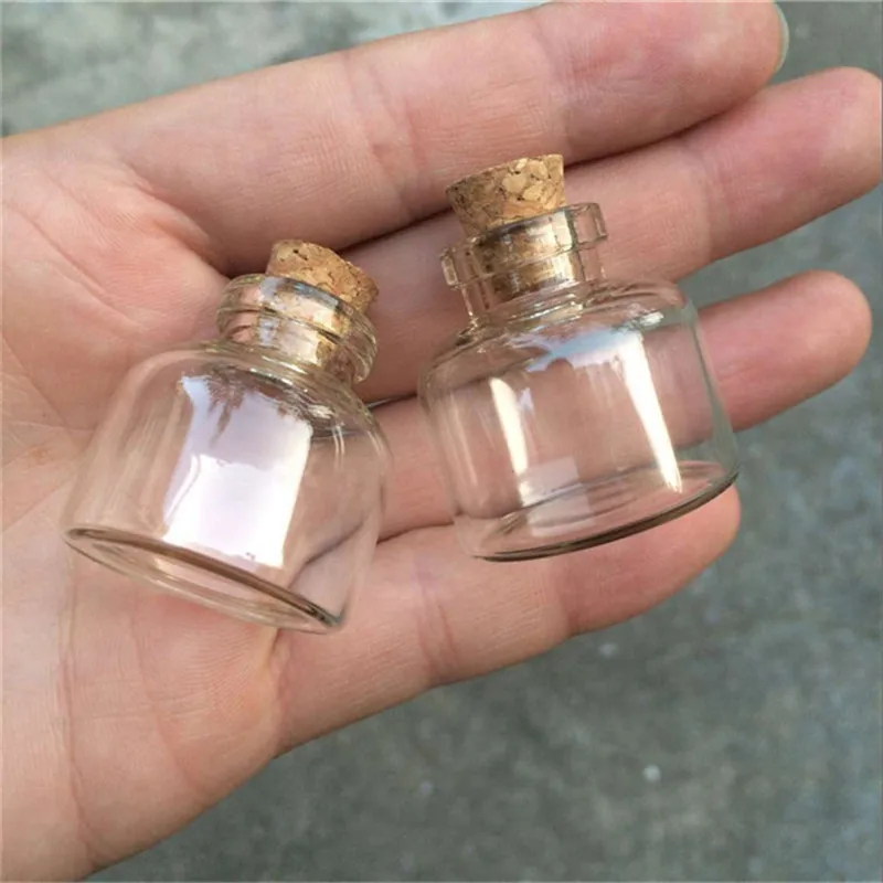 Mini Glass Bottles, Cork, Empty, Transparent Glass Jars, Vials, 30*30*10mm, 10ml, Wholesale,  24PCs per Lot