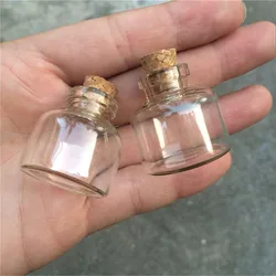 Mini Glass Bottles, Cork, Empty, Transparent Glass Jars, Vials, 30*30*10mm, 10ml, Wholesale,  24PCs per Lot