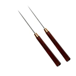 2PCS Carp Fishing Rigging Needle Drilling Tools Fly Tying Bodkin Glue Applying Hook Eye Cleaner  Wood Handle Floating