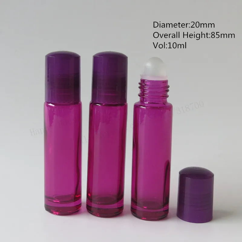 Rolo portátil vazio do vidro de rosa de 30x10ml na garrafa 1/3oz do rolo do perfume-na garrafa com uso plástico do óleo essencial das tampas