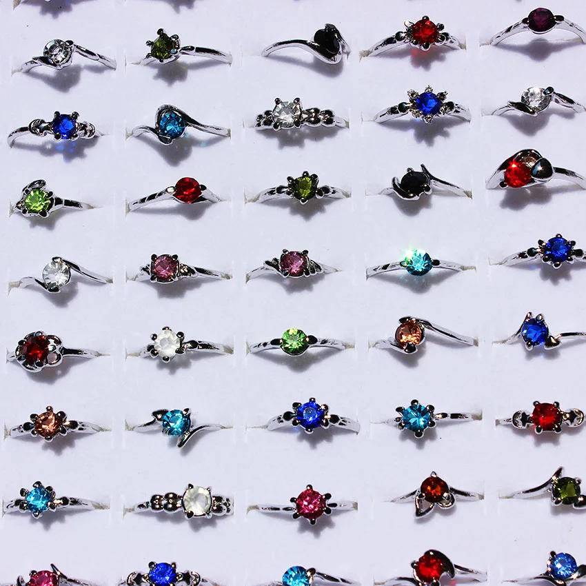 Wholesale Lots Job 20Pcs Color Crystal Rhinestones Women Rings Engagement Wedding Party Gift Fashion Jewelry HOT