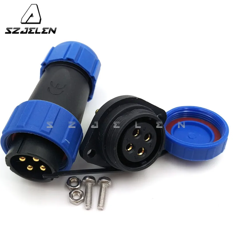 SP2110/SY2113,  IP68 Industrial Power Connector Waterproof 4 Pin Cable Connector, Waterproof Connector Plug Socket 30A