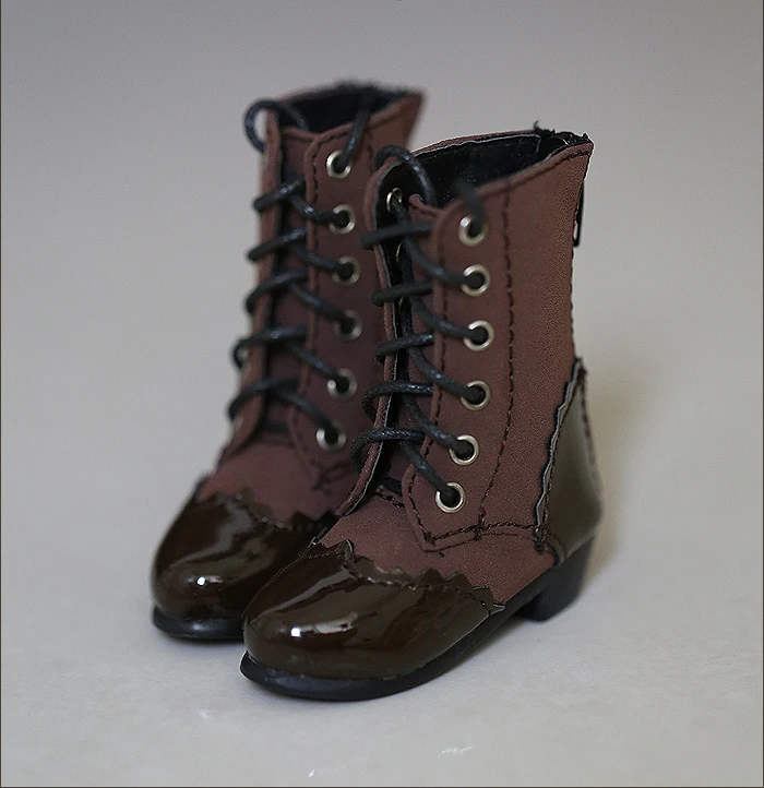 

D01-P007 children handmade toy 1/3 1/4 Doll Accessories BJD/SD doll shoes Two-tone stitching straps boots 1 pair