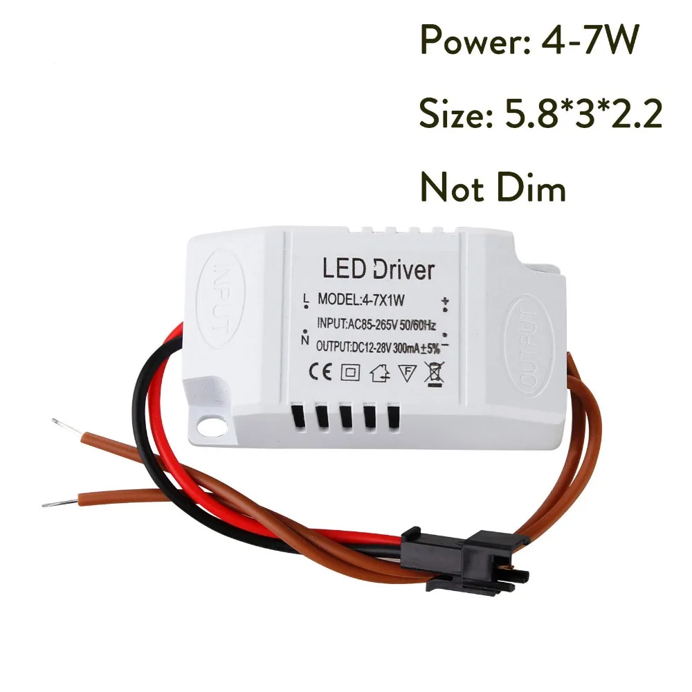 Controlador de corriente constante LED 85-265V 1-3W 4-5W 4-7W 8-12W 18-24W, salida de fuente de alimentación de 300ma, unidad externa para luz