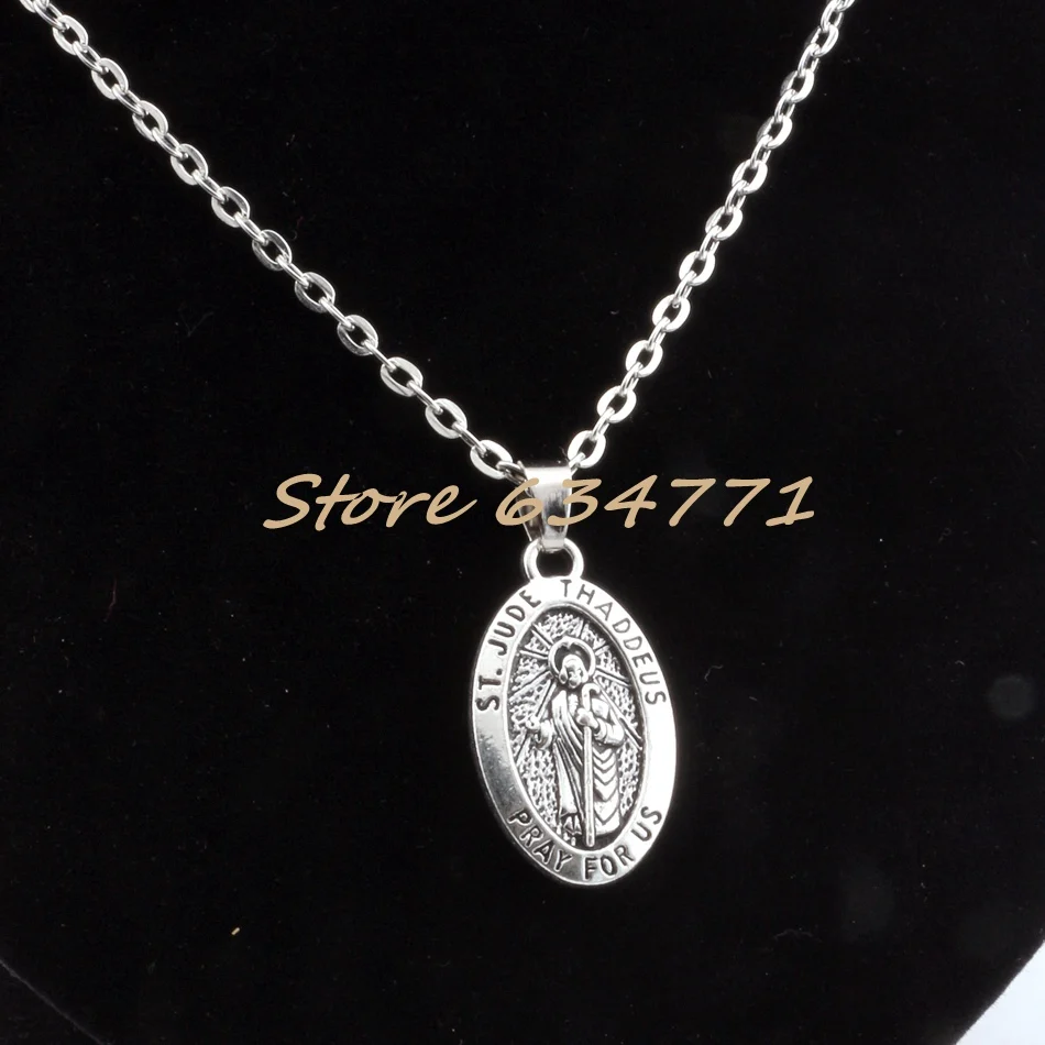 2Pcs Alloy ST. JUDE THADDEUS Pendant Necklace For Religious Belief Jewelry Gifts