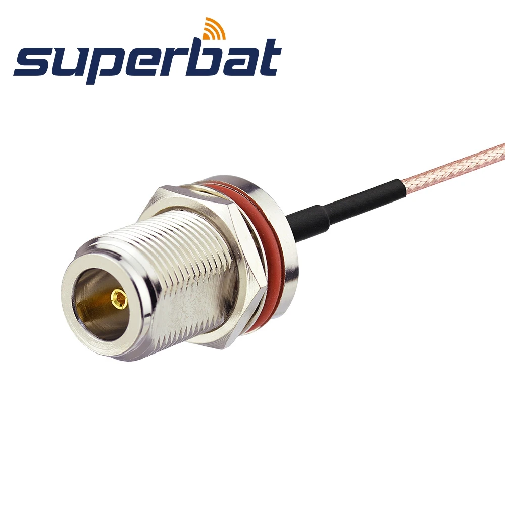 Superbat MCX Male Right Angle to N Female Bulkhead with O-ring Cable RG316 20cm for Wireless