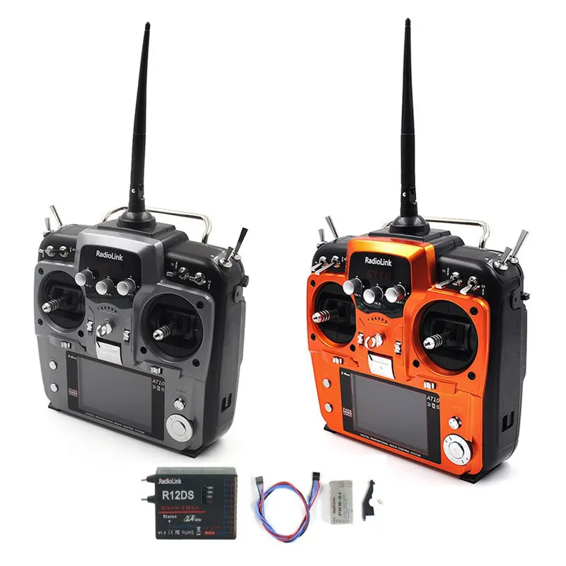 

RadioLink AT10 II 2.4Ghz 12CH RC Transmitter with R12DS Receiver PRM-01 Voltage Return Module Battery for RC Quadcopte