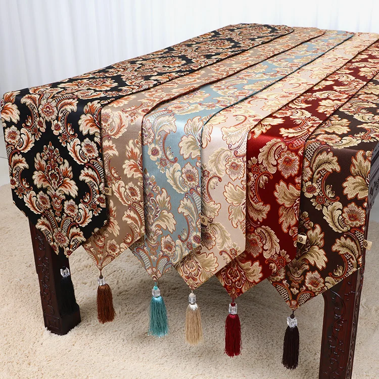 Lengthen Flower Table Runner Fashion Simple Cover Cloth Embossed Jacquard European style Cloth Art  High End Coffee Table Cloth