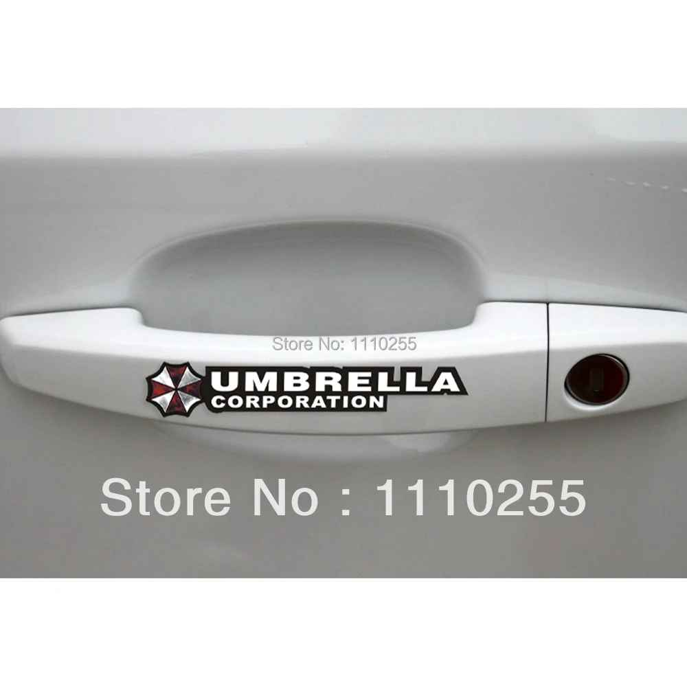 Aliauto 4 x Umbrella corporation Car Door Handle sticker And Decal for Toyota Ford Chevy Volkswagen polo skoda Honda Hyundai Kia