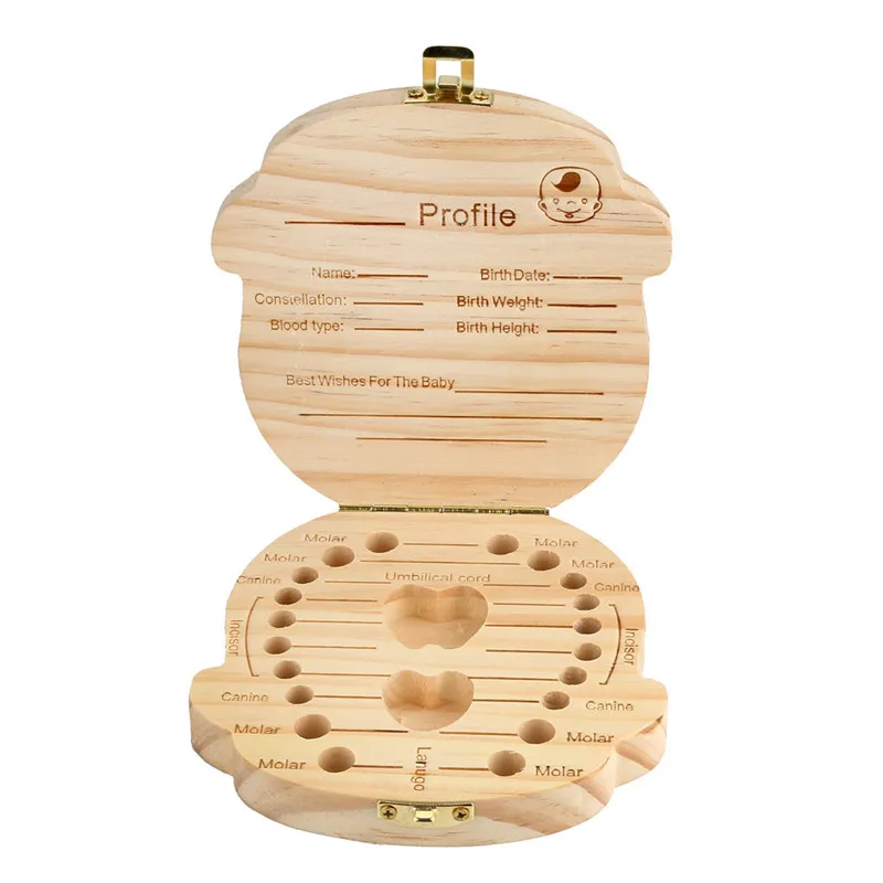 Baby Tooth Box Portugal Russia Organizer Save Boxes Milk teeth organizer Wood Storage Box Album Keepsake Souvenir Save Box