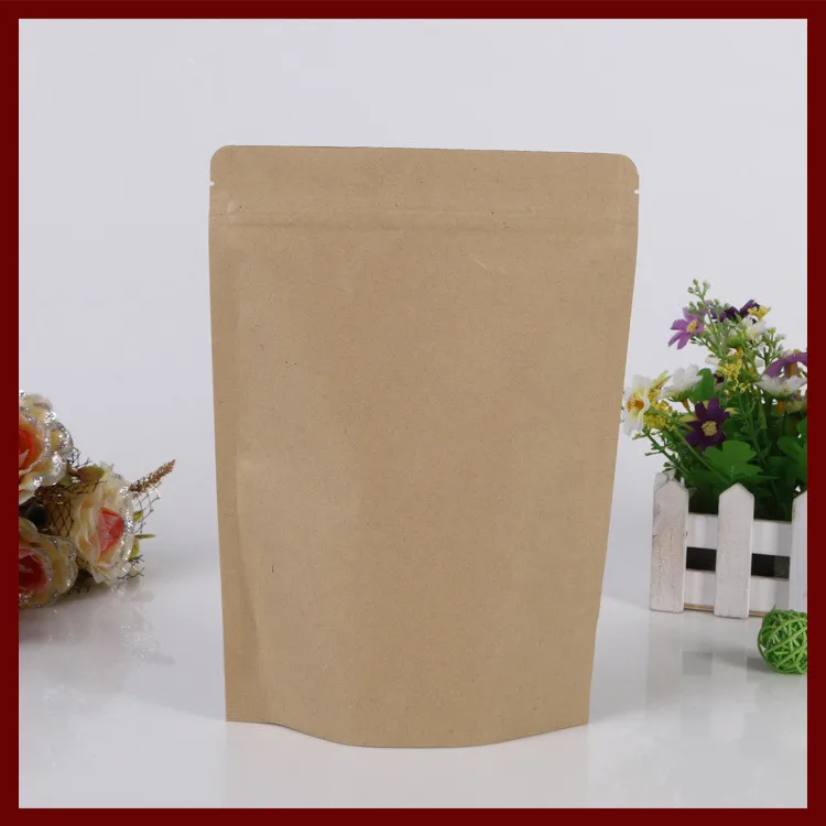 50pcs/lot Aluminum Brown Kraft Paper Bag No Window Stand Up Zipper/zip Lock Jewelry Packaging Bag Paper Bags For Gifts/tea Bags